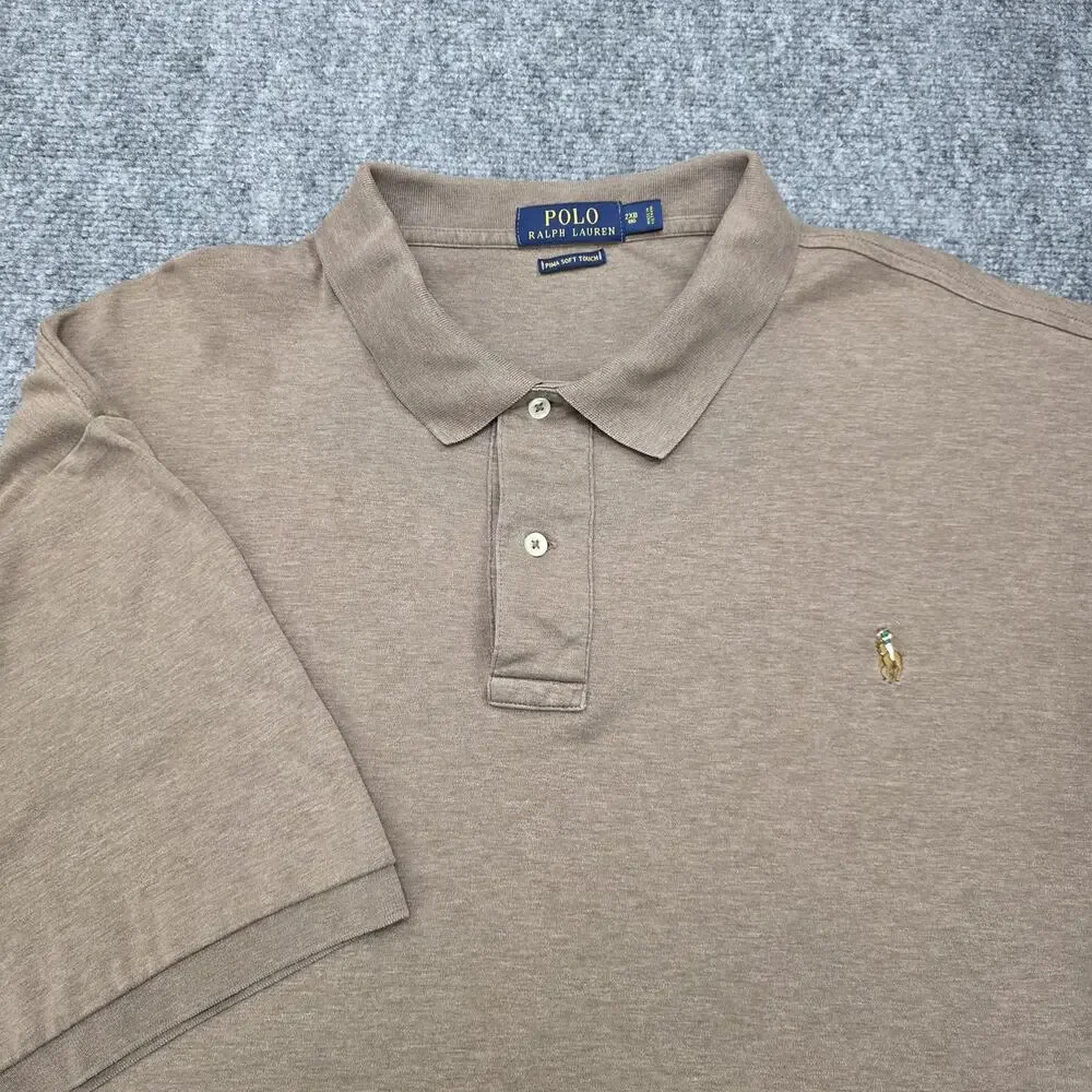Polo Ralph Lauren Shirt Mens 2XB Big Brown Polo Pima Soft Touch Cotton Casual